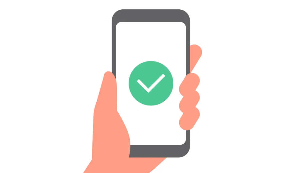 アプリで承認状況を確認しているイラスト